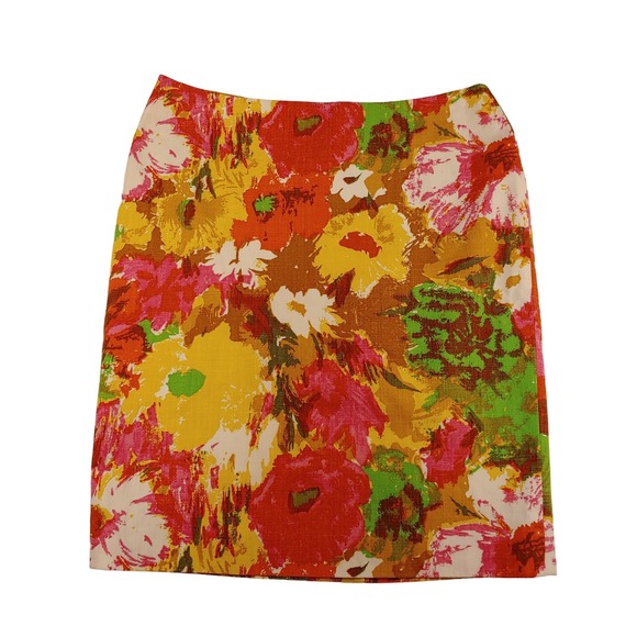 Vintage Talbots Floral print skirt cotton short skirt 8P - Picture 1 of 9